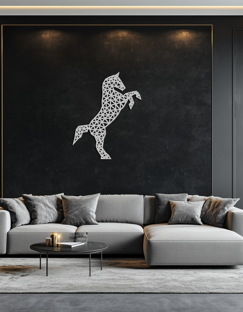 Load image into Gallery viewer, Geometric Horse Metal Wall Art - Modern Steel Horse Silhouette - KAF108