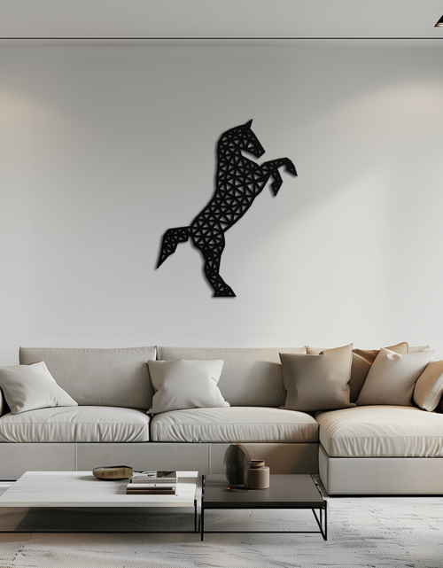 Load image into Gallery viewer, Geometric Horse Metal Wall Art - Modern Steel Horse Silhouette - KAF108