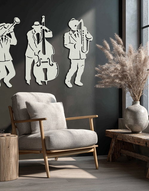 Load image into Gallery viewer, Jazz Musicians Metal Wall Art - 3-Piece Silhouette Music Decor - KAF111