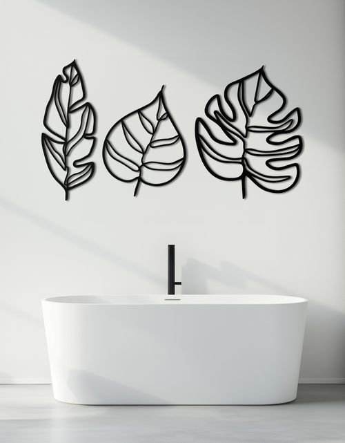 Load image into Gallery viewer, Geometric Leaf Trio Metal Wall Art - Modern Botanical Steel Decor - KAF114