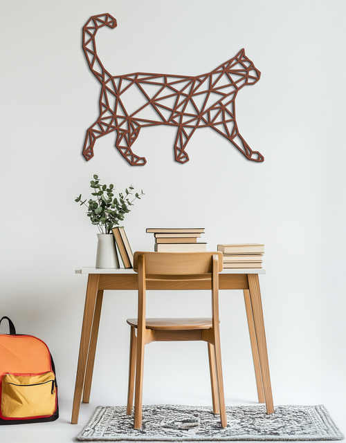 Load image into Gallery viewer, Geometric Cat Metal Wall Art - Modern Feline-Inspired Decor - KAF116