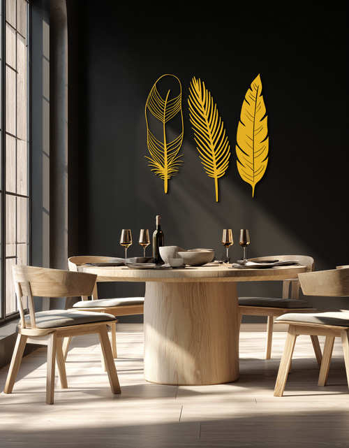 Load image into Gallery viewer, Geometric Feather Metal Wall Art - Modern Boho Steel Decor - KAF117