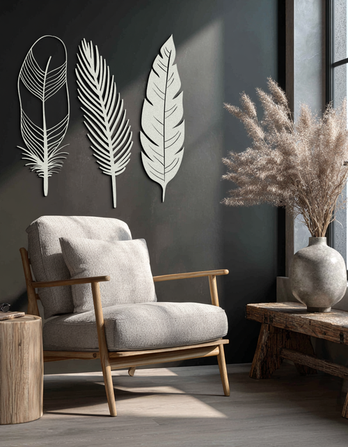 Load image into Gallery viewer, Geometric Feather Metal Wall Art - Modern Boho Steel Decor - KAF117
