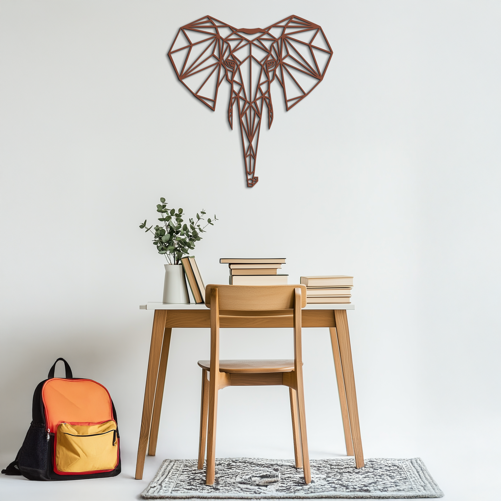Geometric Elephant Metal Wall Art - Modern Abstract Steel Decor - KAF119