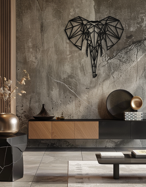 Load image into Gallery viewer, Geometric Elephant Metal Wall Art - Modern Abstract Steel Decor - KAF119