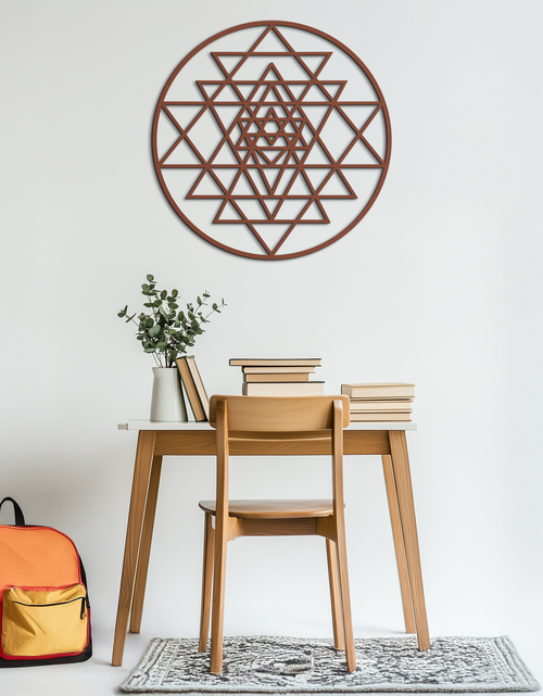Load image into Gallery viewer, Geometric Sri Yantra Metal Wall Art - Sacred Geometry Steel Decor - KAF122
