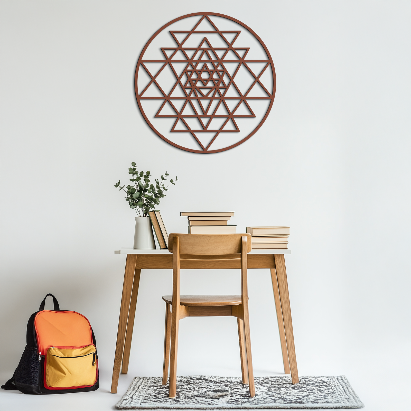 Geometric Sri Yantra Metal Wall Art - Sacred Geometry Steel Decor - KAF122