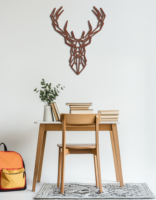 Load image into Gallery viewer, Geometric Deer Head Metal Wall Art - Modern Minimalist Steel Decor - KAF123