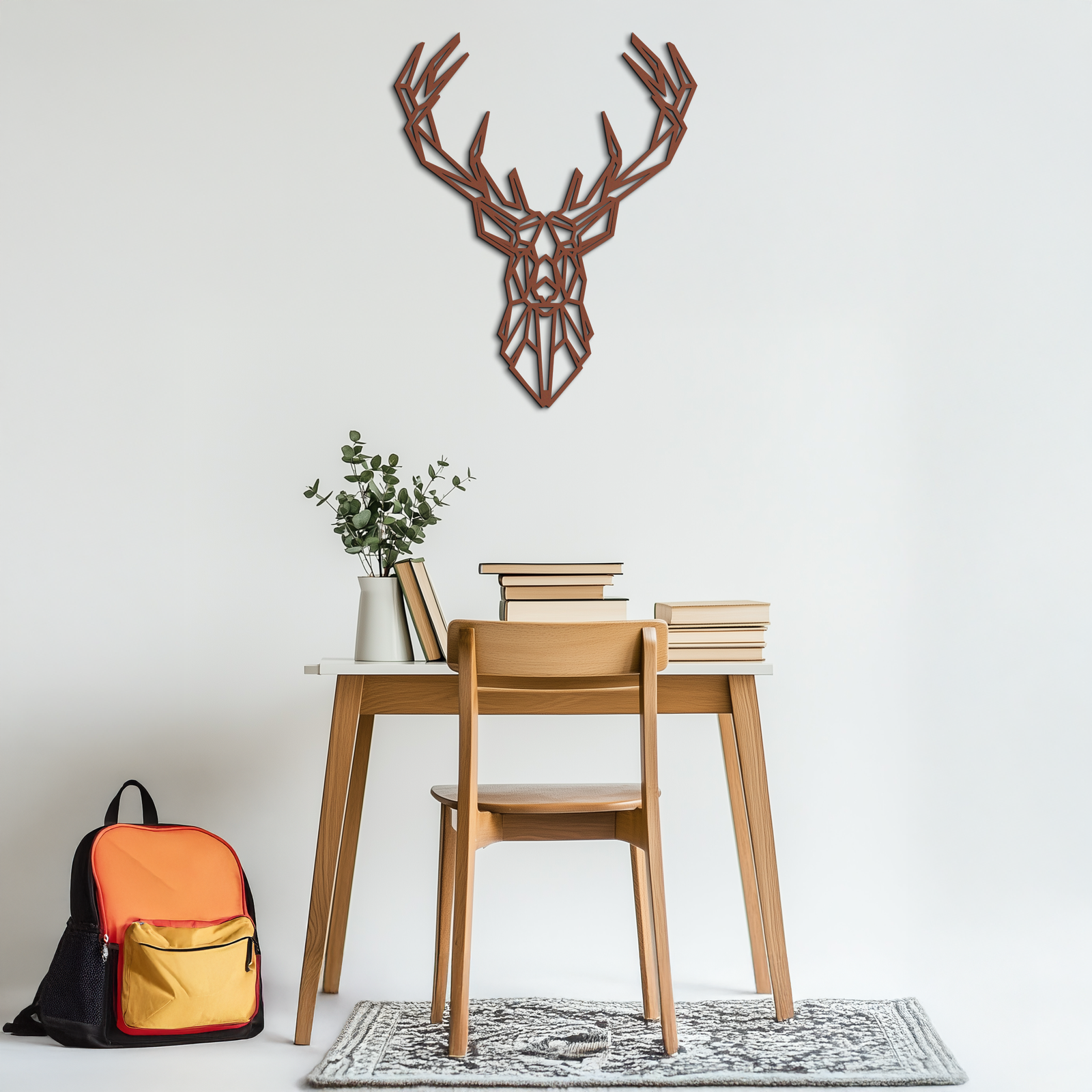 Geometric Deer Head Metal Wall Art - Modern Minimalist Steel Decor - KAF123