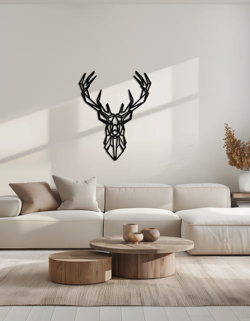 Load image into Gallery viewer, Geometric Deer Head Metal Wall Art - Modern Minimalist Steel Decor - KAF123