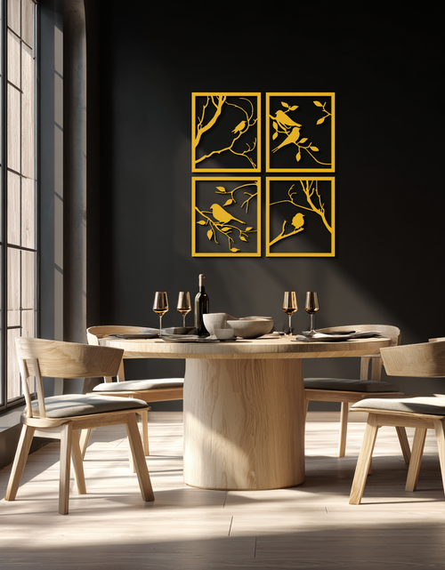 Load image into Gallery viewer, Bird Silhouette Metal Wall Art - 4-Piece Modern Steel Wall Decor - KAF128