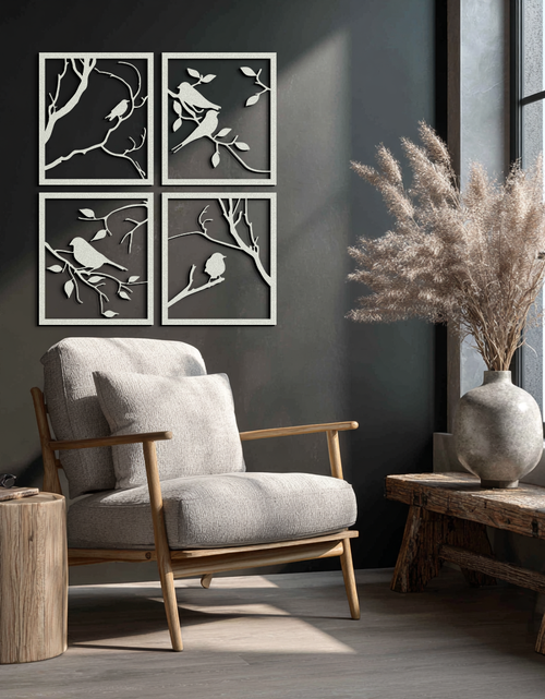 Load image into Gallery viewer, Bird Silhouette Metal Wall Art - 4-Piece Modern Steel Wall Decor - KAF128
