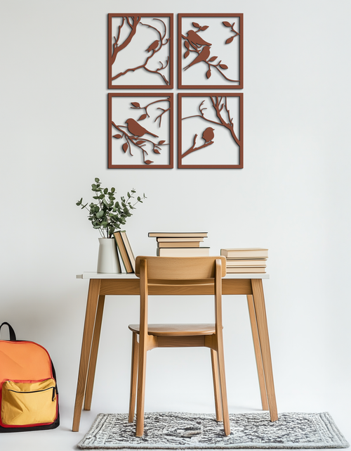 Load image into Gallery viewer, Bird Silhouette Metal Wall Art - 4-Piece Modern Steel Wall Decor - KAF128