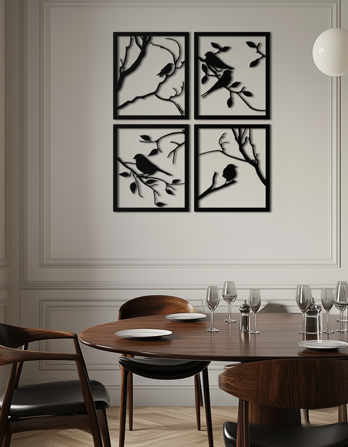 Load image into Gallery viewer, Bird Silhouette Metal Wall Art - 4-Piece Modern Steel Wall Decor - KAF128