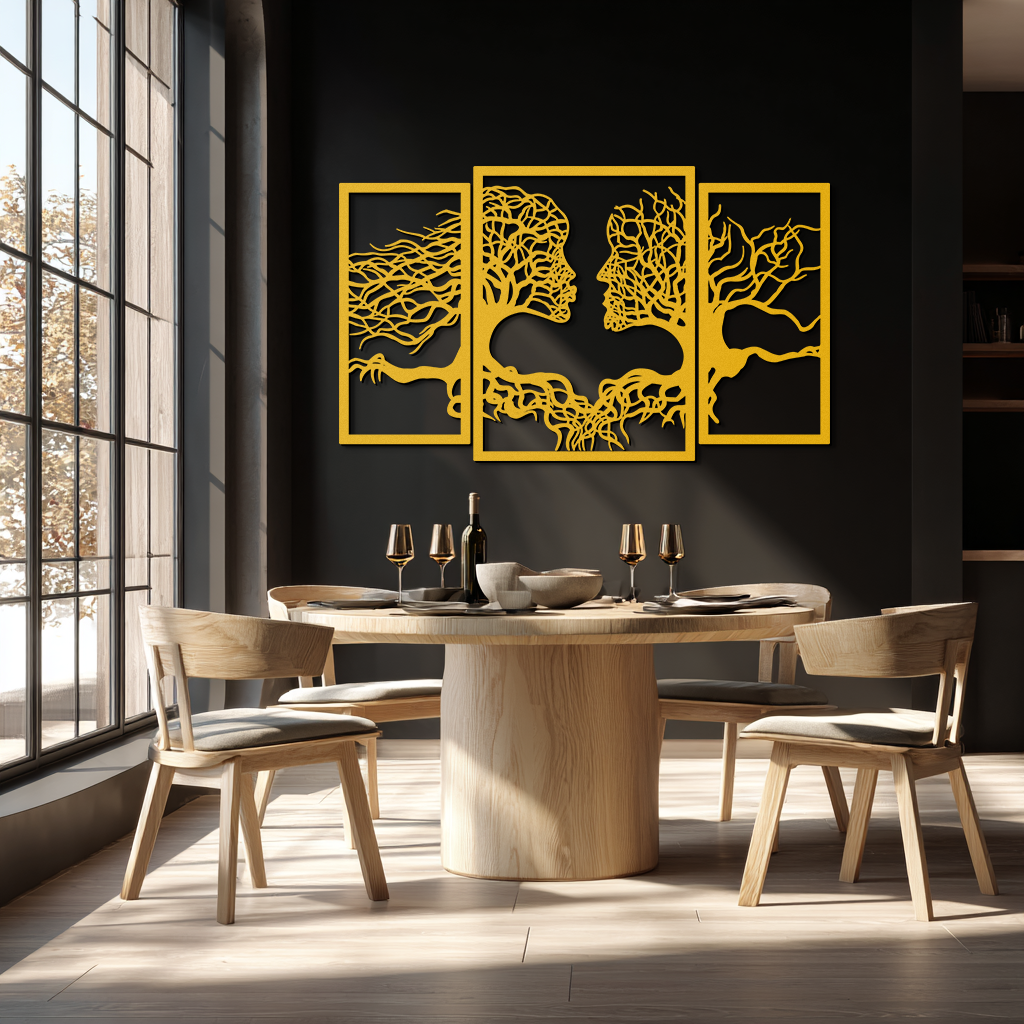 Tree of Life Lovers Metal Wall Art - 3-Piece Modern Steel Wall Decor - KAF129