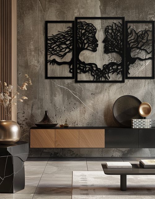 Load image into Gallery viewer, Tree of Life Lovers Metal Wall Art - 3-Piece Modern Steel Wall Decor - KAF129