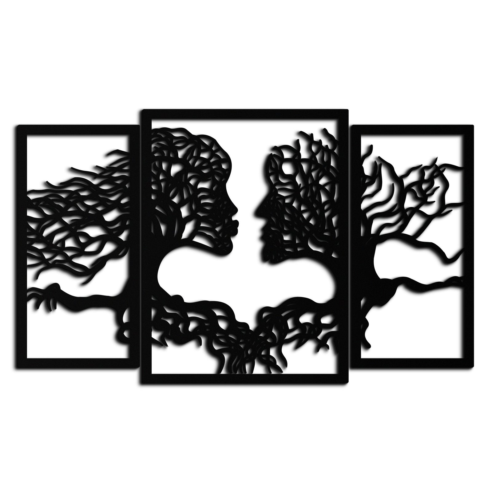 Tree of Life Lovers Metal Wall Art - 3-Piece Modern Steel Wall Decor - KAF129