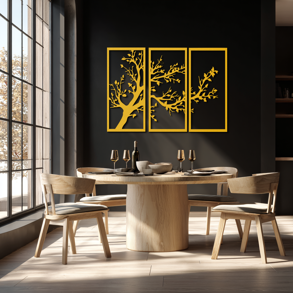 Branch Trio Metal Wall Art - 3-Piece Modern Steel Wall Decor - KAF132
