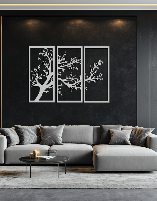 Load image into Gallery viewer, Branch Trio Metal Wall Art - 3-Piece Modern Steel Wall Decor - KAF132