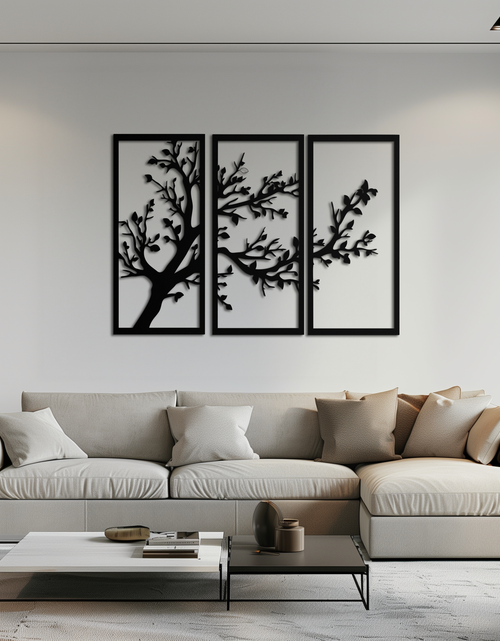 Load image into Gallery viewer, Branch Trio Metal Wall Art - 3-Piece Modern Steel Wall Decor - KAF132