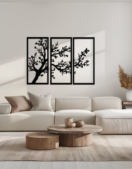 Load image into Gallery viewer, Branch Trio Metal Wall Art - 3-Piece Modern Steel Wall Decor - KAF132