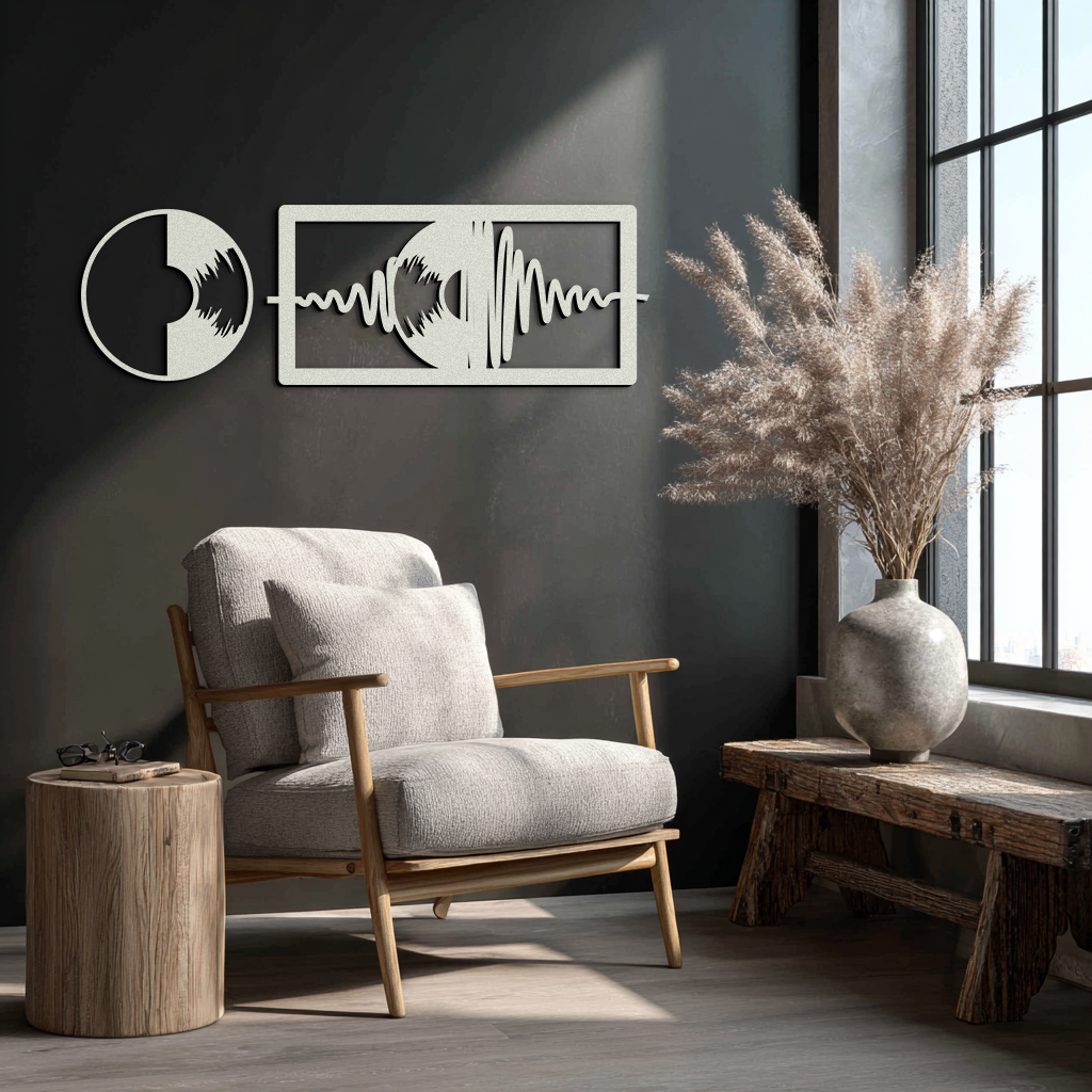 Soundwave Vinyl Record Metal Wall Art - Modern Music-Inspired Steel Wall Decor - KAF133