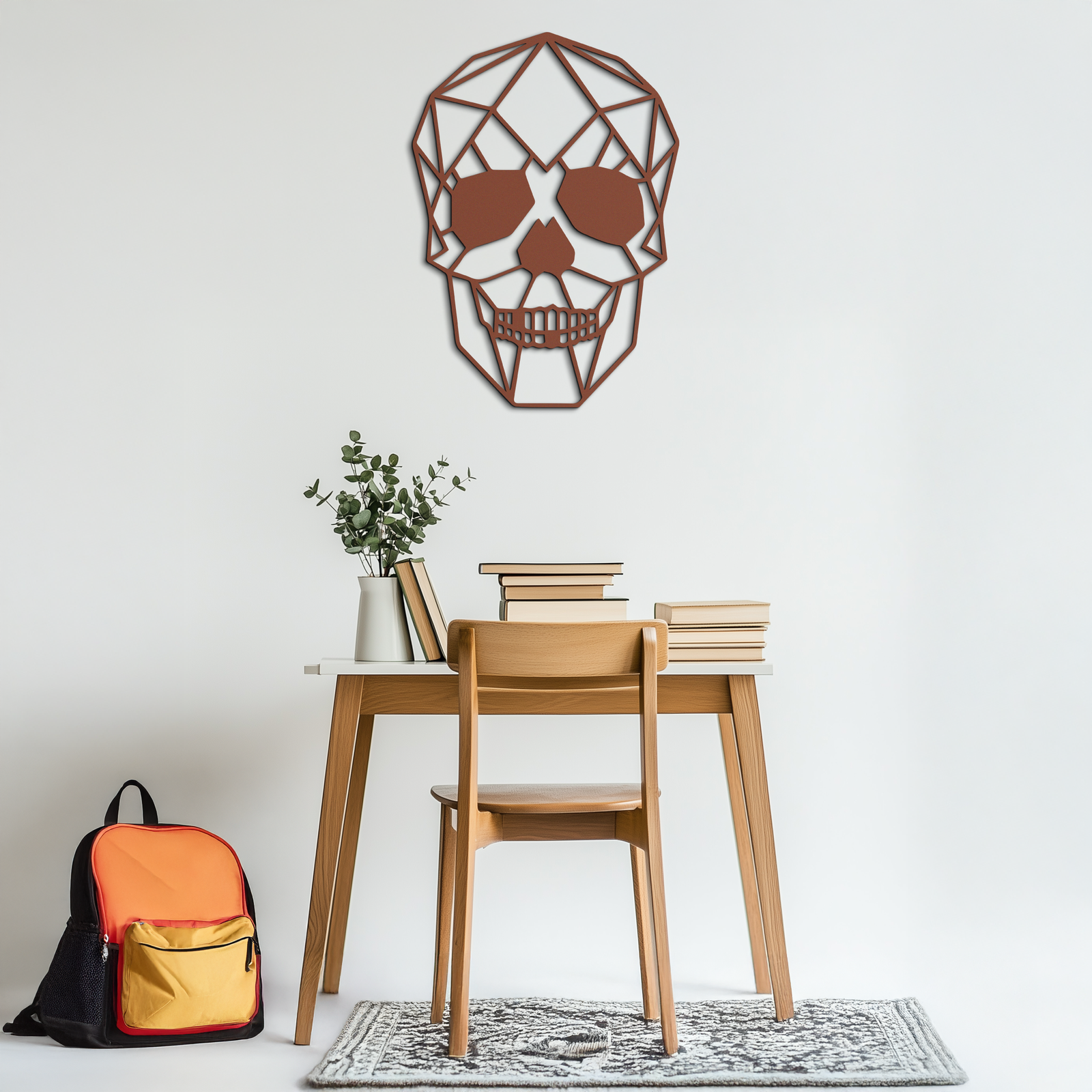 Geometric Skull Metal Wall Art - Modern Skull-Inspired Steel Decor - KAF134