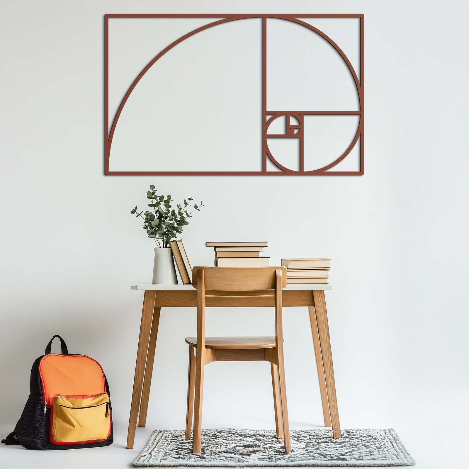 Golden Ratio Spiral Metal Wall Art - Elegant Geometric Design - KAF141