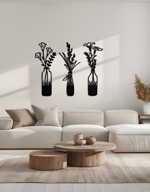 Load image into Gallery viewer, Rustic Floral Bottle Metal Wall Art - Elegant Vase & Flower Steel Decor - KAF142
