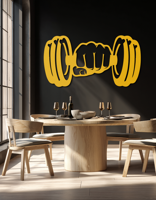 Load image into Gallery viewer, Gym Dumbbell Power Metal Wall Art - Bold and Motivational Gym Decor - KAF143