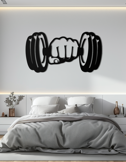 Load image into Gallery viewer, Gym Dumbbell Power Metal Wall Art - Bold and Motivational Gym Decor - KAF143