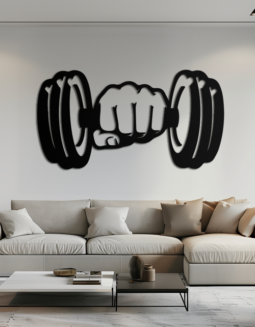 Load image into Gallery viewer, Gym Dumbbell Power Metal Wall Art - Bold and Motivational Gym Decor - KAF143