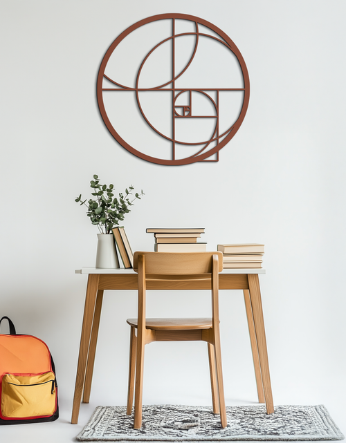 Load image into Gallery viewer, Golden Ratio Circular Metal Wall Art - Fibonacci-Inspired Geometric Design - KAF145