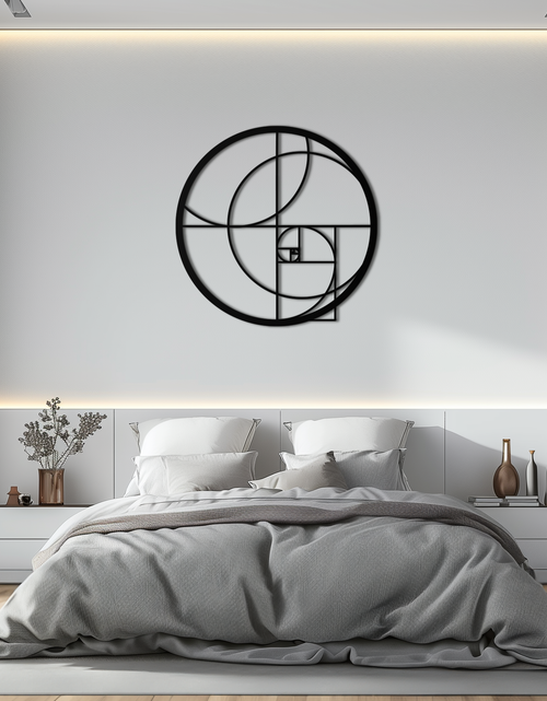 Load image into Gallery viewer, Golden Ratio Circular Metal Wall Art - Fibonacci-Inspired Geometric Design - KAF145