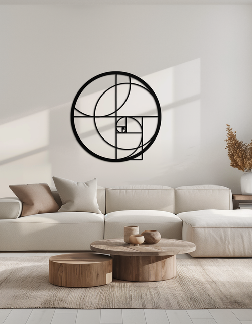 Load image into Gallery viewer, Golden Ratio Circular Metal Wall Art - Fibonacci-Inspired Geometric Design - KAF145