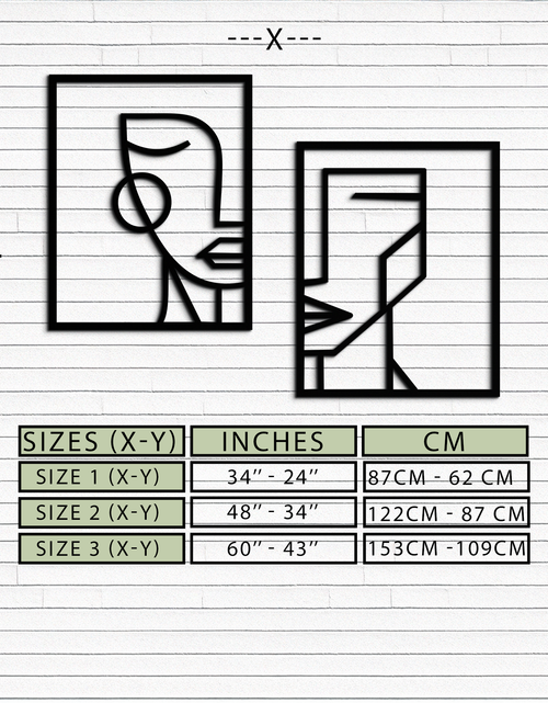 Load image into Gallery viewer, Abstract Faces Metal Wall Art - Modern Geometric Line Art Decor - KAF146