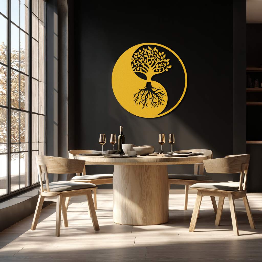 Yin-Yang Tree of Life Metal Wall Art - Harmonious Nature-Inspired Decor - KAF147