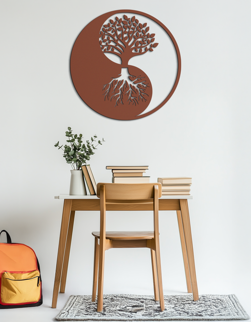Load image into Gallery viewer, Yin-Yang Tree of Life Metal Wall Art - Harmonious Nature-Inspired Decor - KAF147