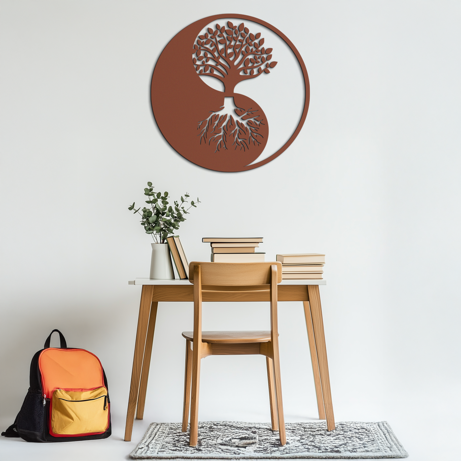 Yin-Yang Tree of Life Metal Wall Art - Harmonious Nature-Inspired Decor - KAF147