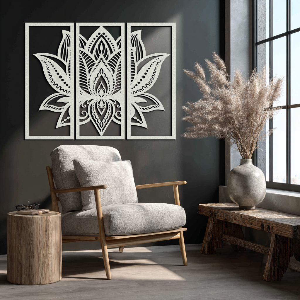 Mandala Lotus Metal Wall Art - Elegant & Spiritual Home Decor - KAF148