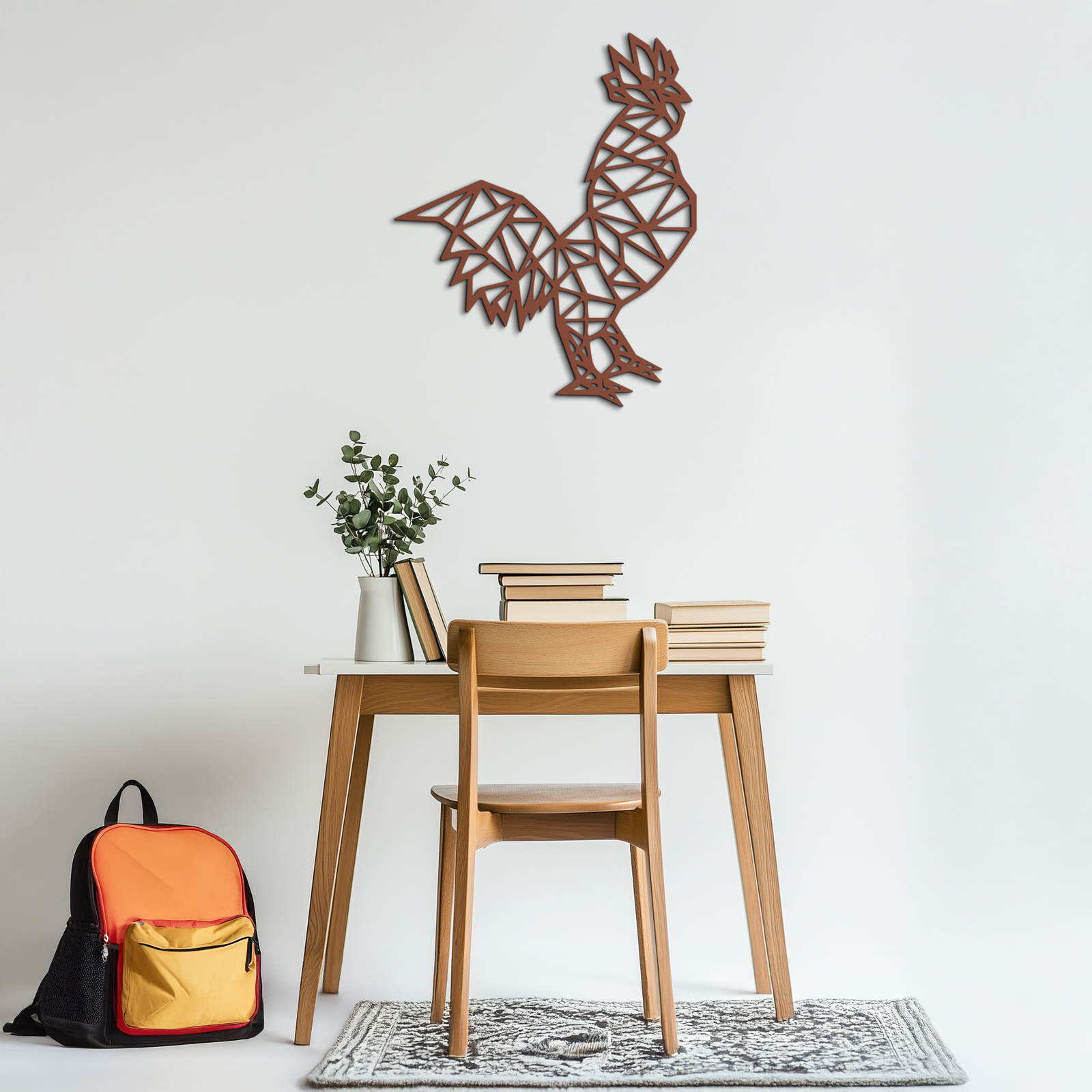 Geometric Rooster Metal Wall Art - Modern Farmhouse Decor - KAF149