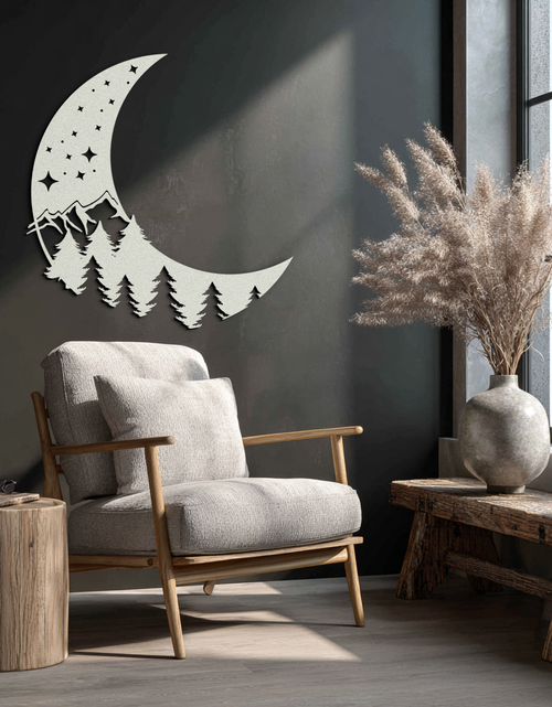 Load image into Gallery viewer, Enchanted Night Moon & Forest Metal Wall Art – Celestial Nature-Inspired Steel Decor - KAF151