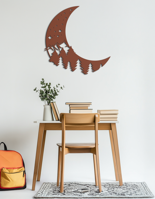 Load image into Gallery viewer, Enchanted Night Moon & Forest Metal Wall Art – Celestial Nature-Inspired Steel Decor - KAF151