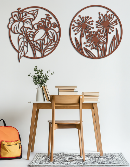 Load image into Gallery viewer, Floral Harmony Metal Wall Art – Elegant Botanical Steel Decor - KAF152