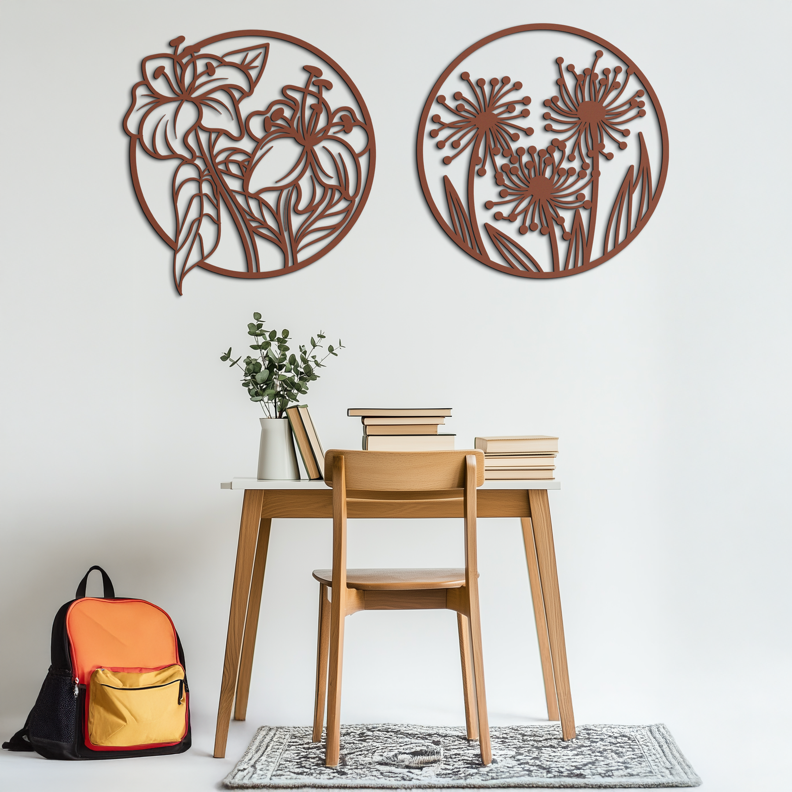 Floral Harmony Metal Wall Art – Elegant Botanical Steel Decor - KAF152