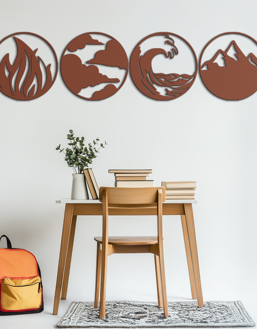 Load image into Gallery viewer, Four Elements Metal Wall Art - Fire, Air, Water, Earth Symbol Set - KAF156