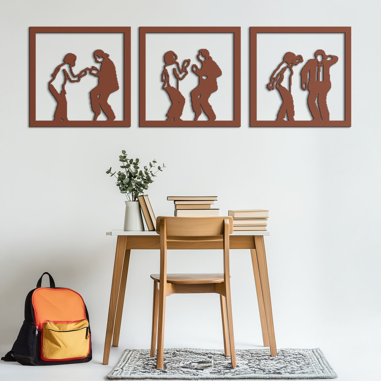 Dancing Silhouettes Metal Wall Art - Modern Minimalist Couple Wall Decor - KAF157