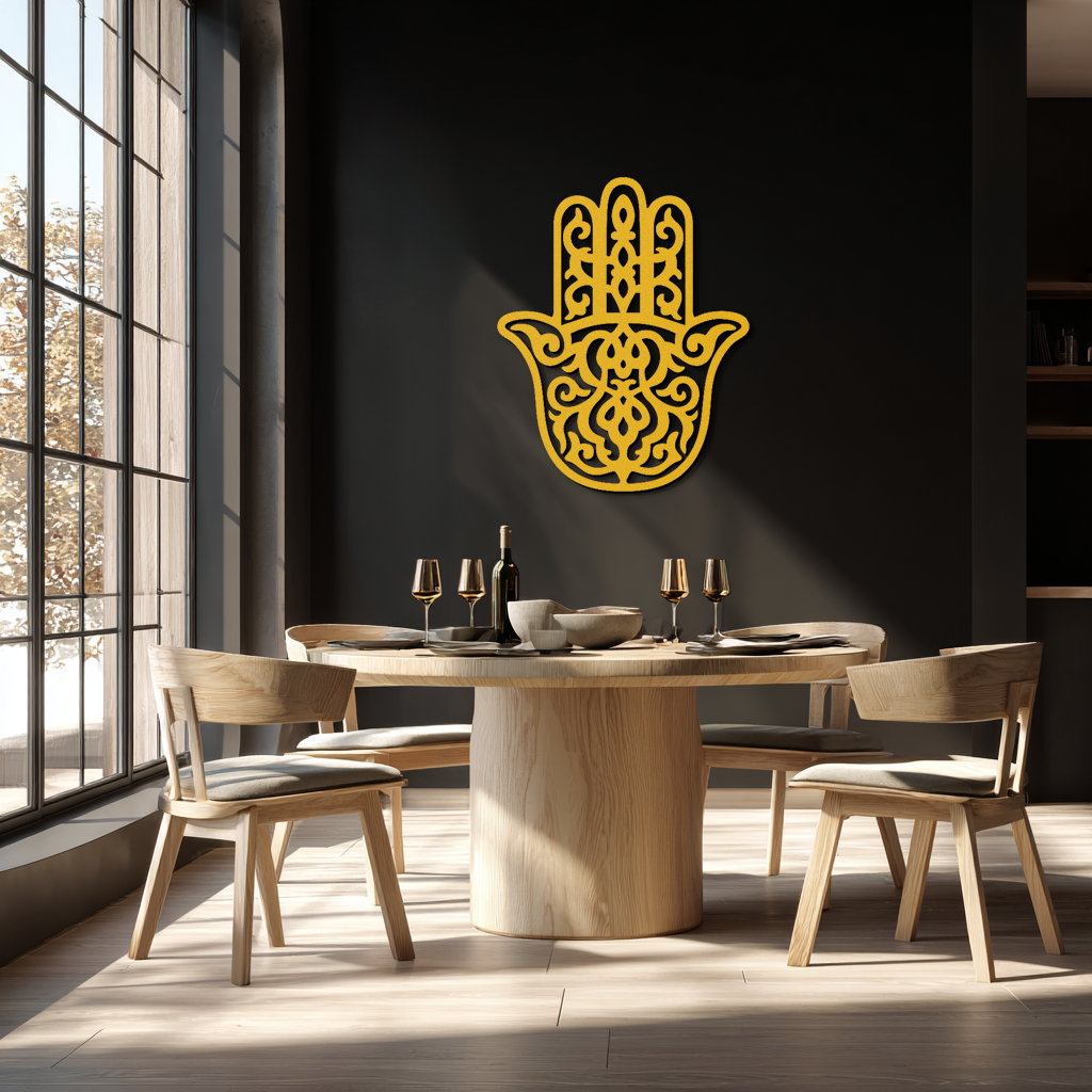 Hamsa Hand Metal Wall Art - Symbolic Protection & Spiritual Home Decor - KAF159