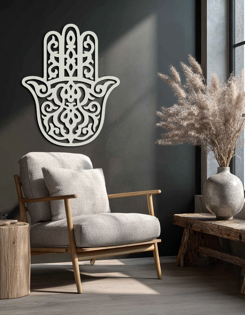 Load image into Gallery viewer, Hamsa Hand Metal Wall Art - Symbolic Protection & Spiritual Home Decor - KAF159