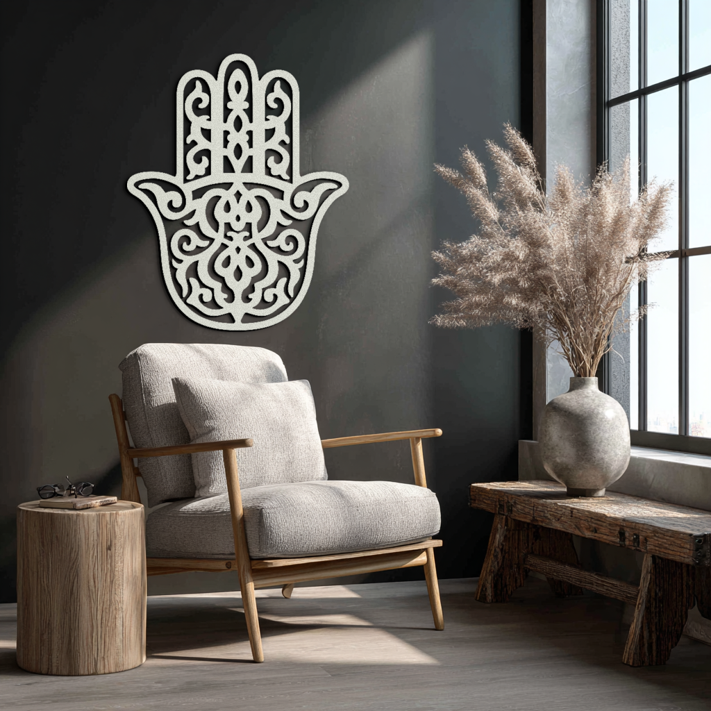 Hamsa Hand Metal Wall Art - Symbolic Protection & Spiritual Home Decor - KAF159